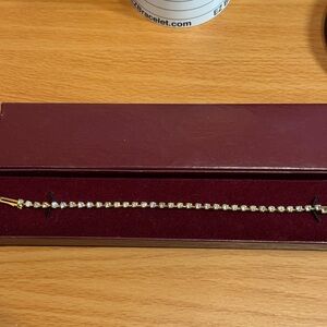 Vintage Elegant Gold Toned Rhinestone Tennis Bracelet